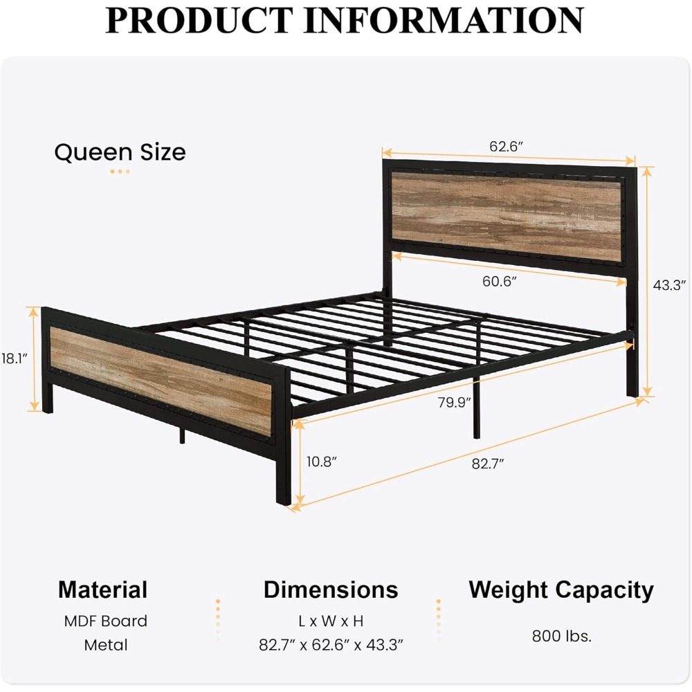Heavy Metal Bed Frame King Siz - Pedal Platform Flat 评论和价格