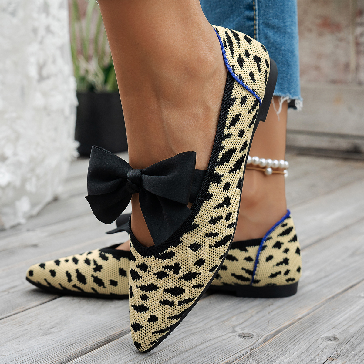Women's New Pointy Knitted Bre - Pedal Platform Flat 评论和价格