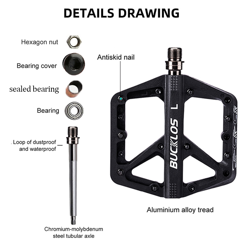 BUCKLOS Pedals DU Bearing Bicy - Pedal Platform Flat 评论和价格